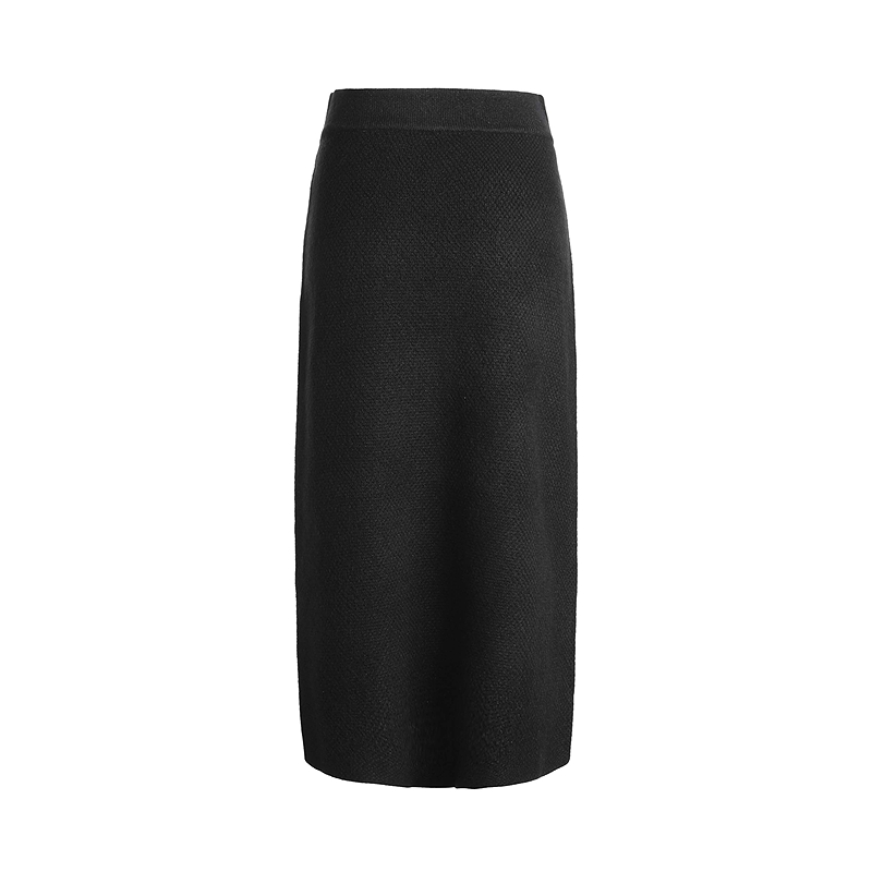 S·DEER圣迪奥气质中腰时尚百搭黑色秋冬中长款半身裙S244Z1102