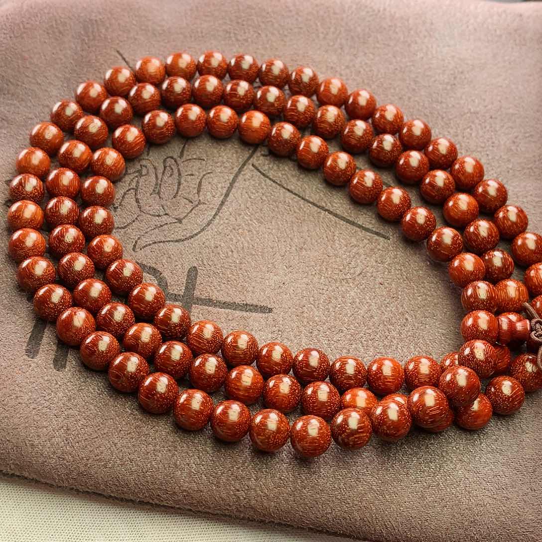 檀香紫檀（小叶紫檀）?**寶08原生态108颗泥料