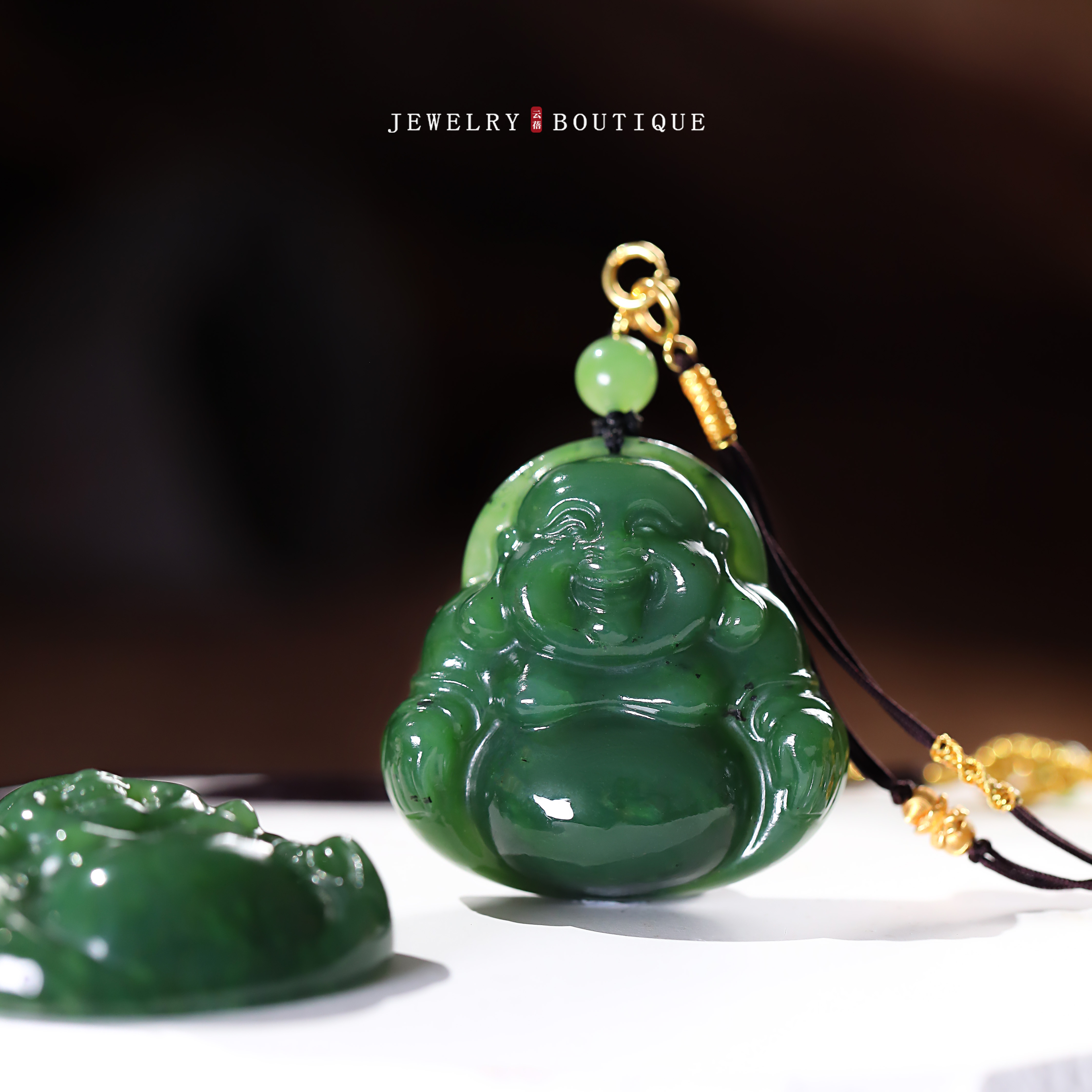 35MM佛公碧玉吊坠编绳项链和田玉首饰气质小众设计女士礼物