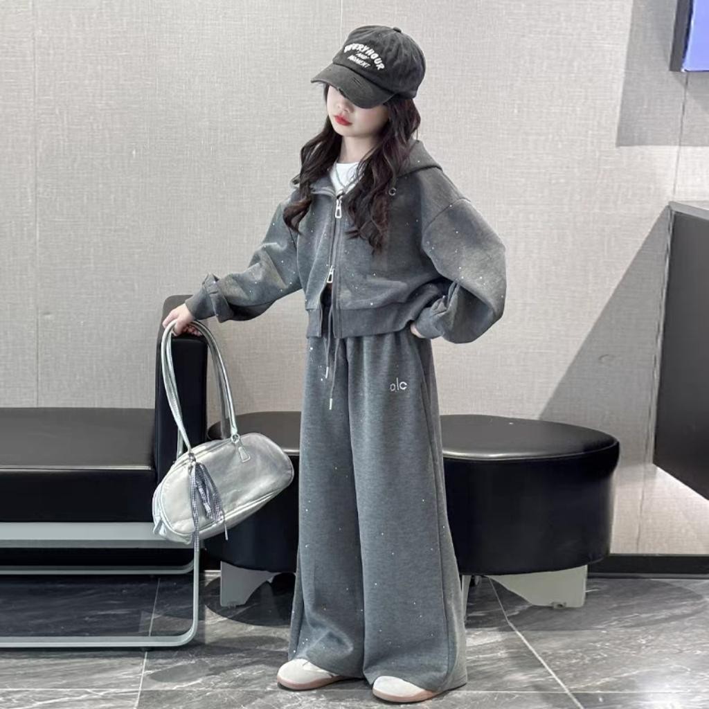 女童套装2025新款洋气时髦儿童春秋款卫衣阔腿裤两件套休闲