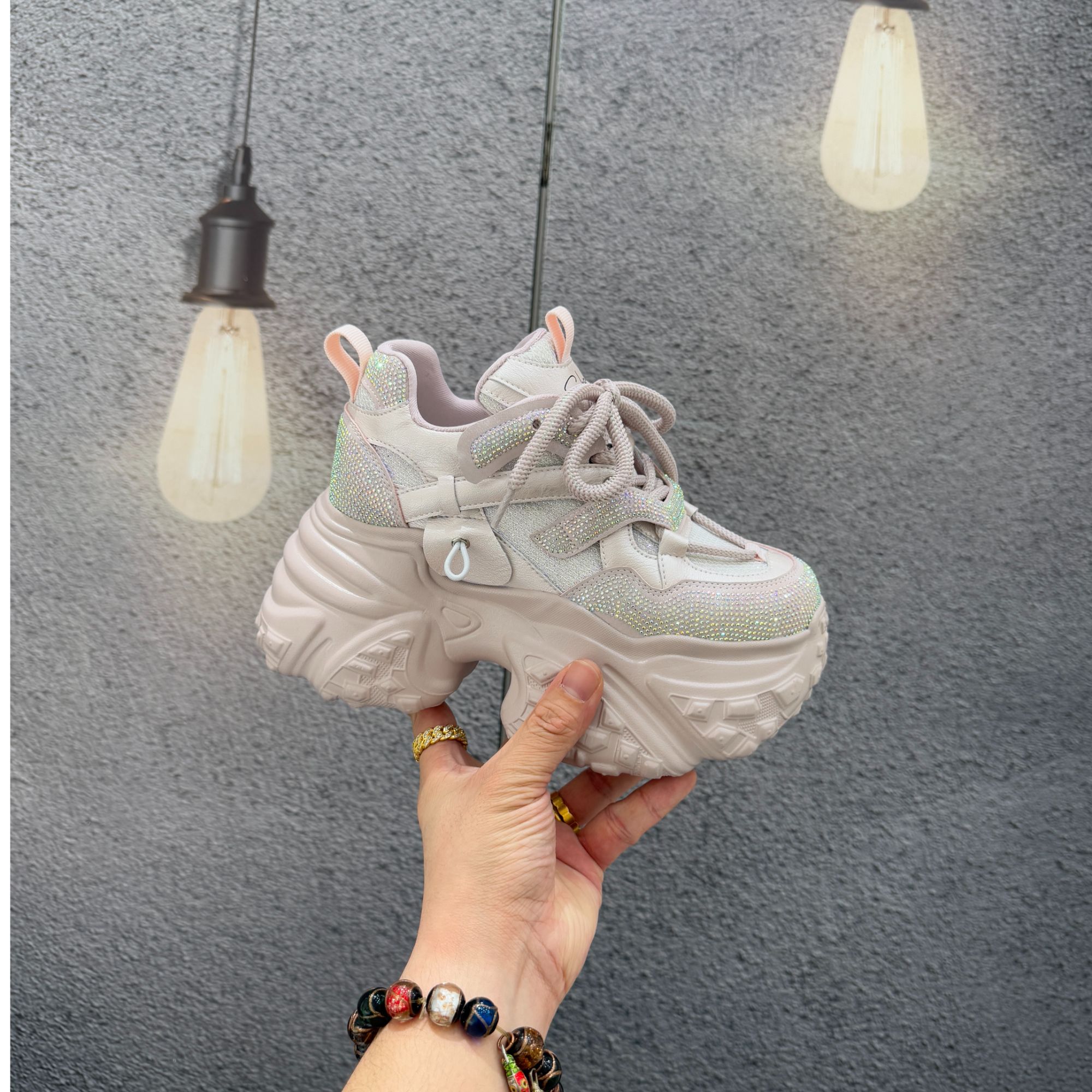 增高10cm老爹鞋女2024秋冬舒适百搭松糕鞋厚底运动休闲鞋XG1223-2