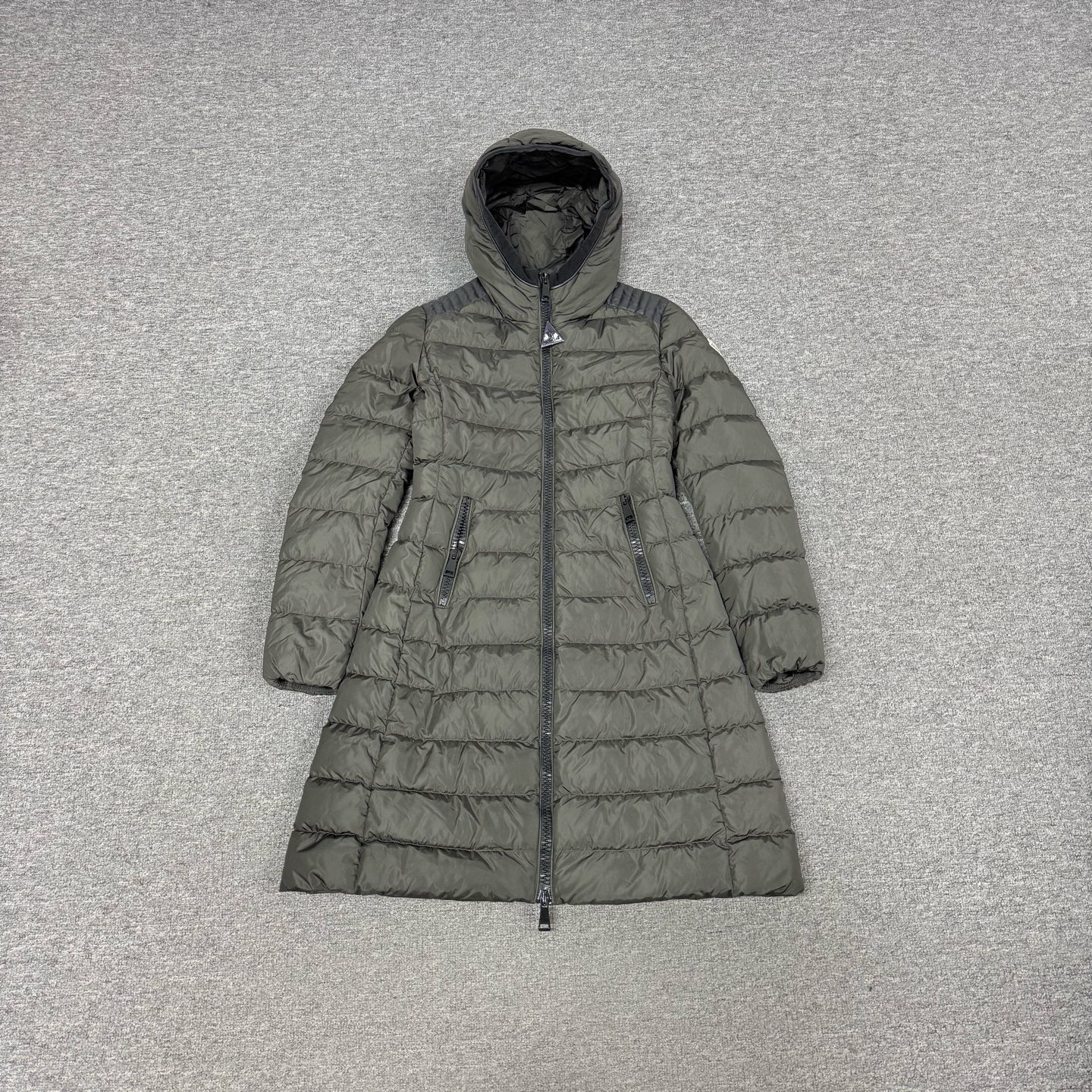 99新 AMIPARIS 蒙口 军绿色 中长款 连帽 羽绒服 外套 0码 99新