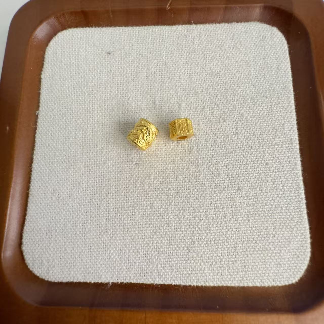 足金999 古法工艺桶珠（金料换款）