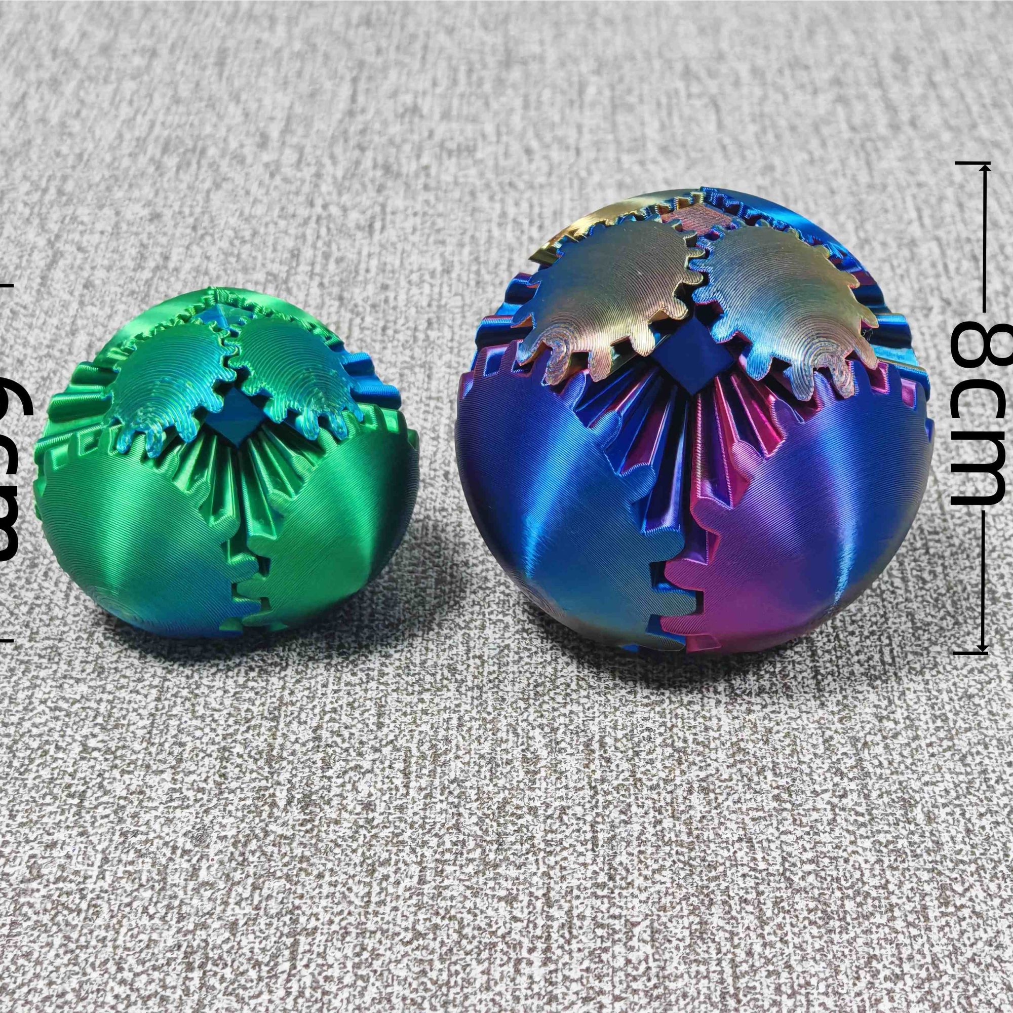 【8CM齿轮球】（买大送小！小球颜色随机）3D打印创意变形球旋转,解压