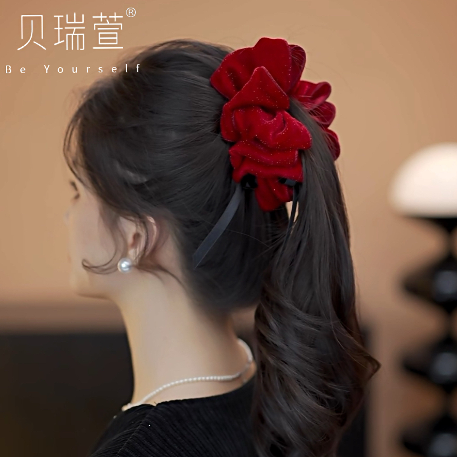 韩版小香风丝绒蝴蝶结高颅顶发饰丸子夹一字夹香蕉夹抓夹ZJ1055