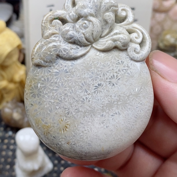 颈饰未镶嵌硅化珊瑚（珊瑚玉）