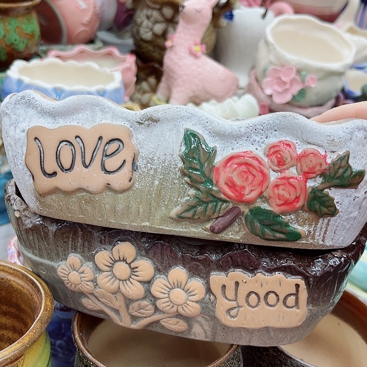 多肉绿植陶瓷花盆9.9包邮，有孔