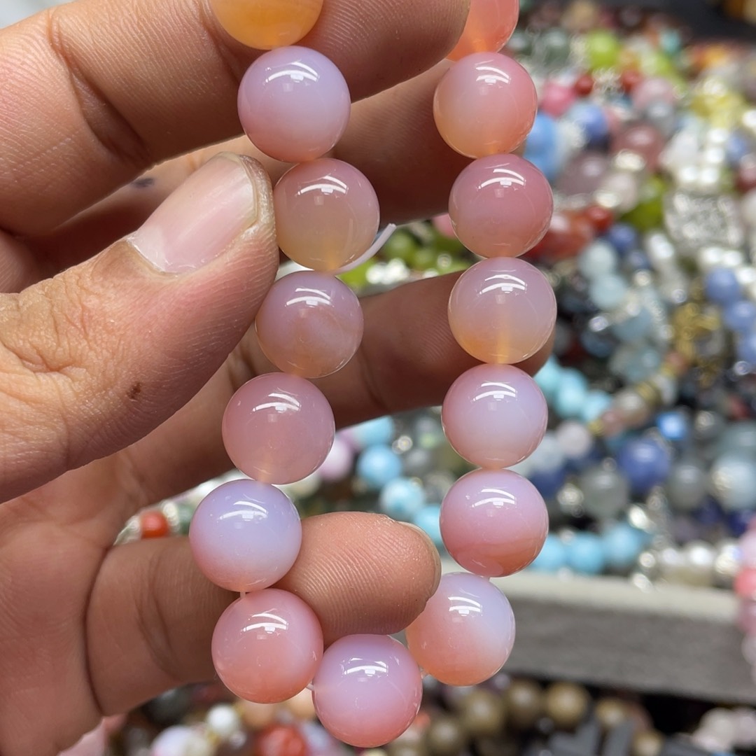 烟晶手链银S800镀金镶嵌