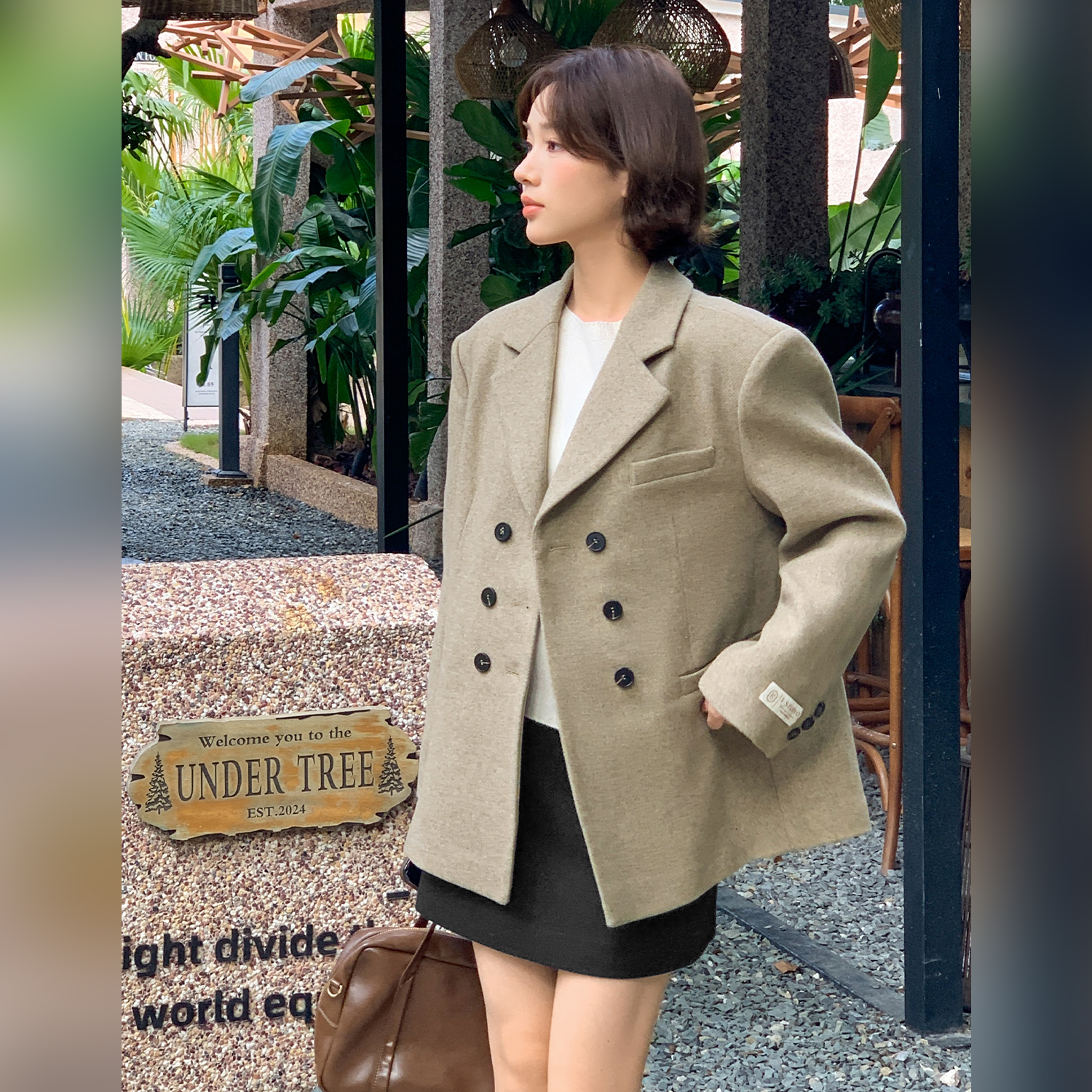 现货-【双十二92折】【简雅姿态】FS509W012气质百搭呢子外套