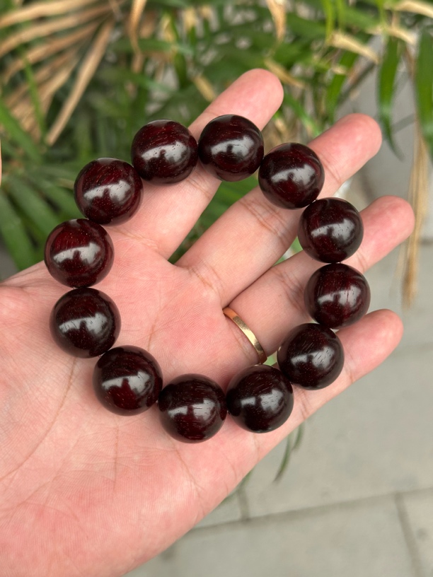 原汁原味印度小叶紫檀2.0*12颗高油高密老料自然氧化微包浆款