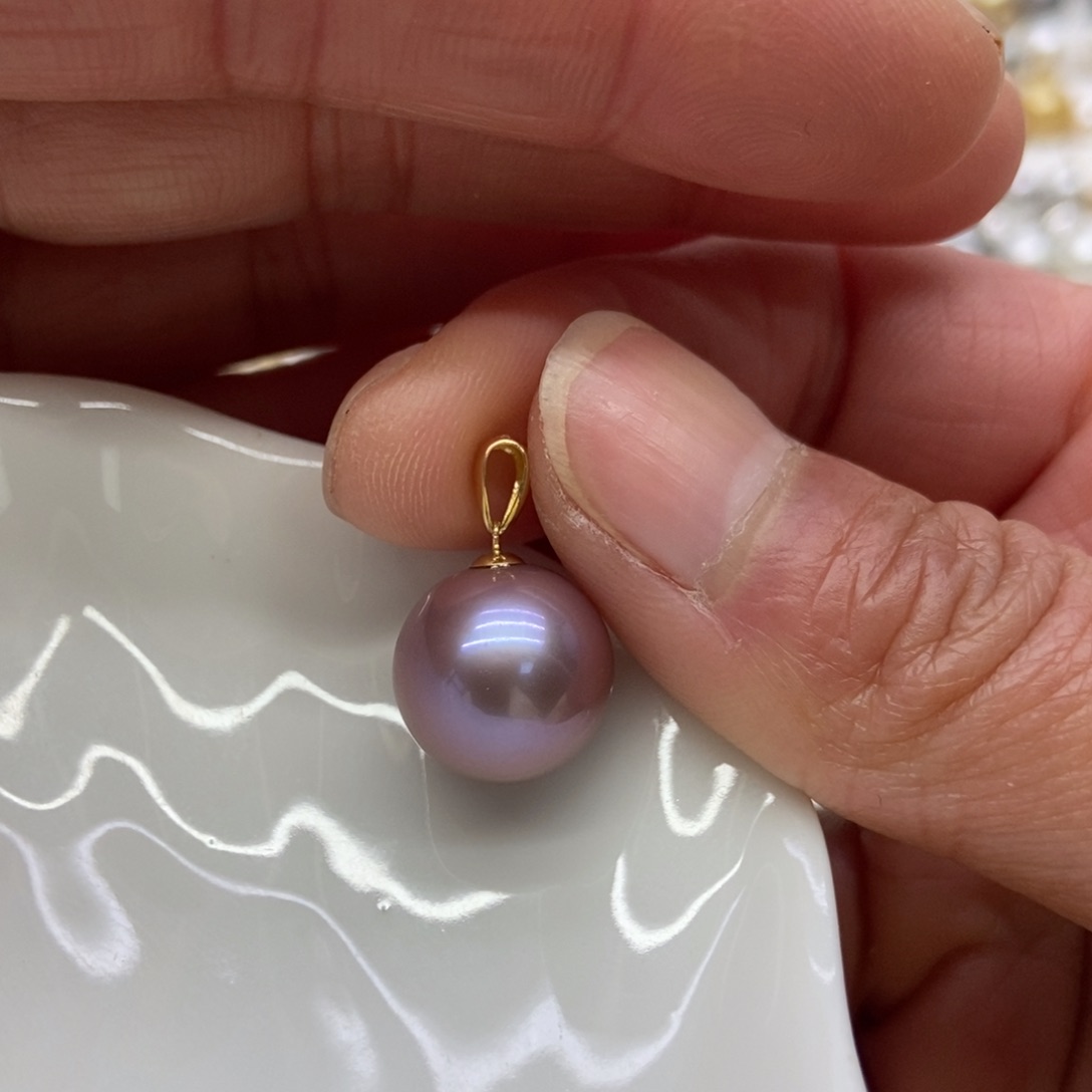 淡水珍珠吊坠(不含链)18K金镶嵌