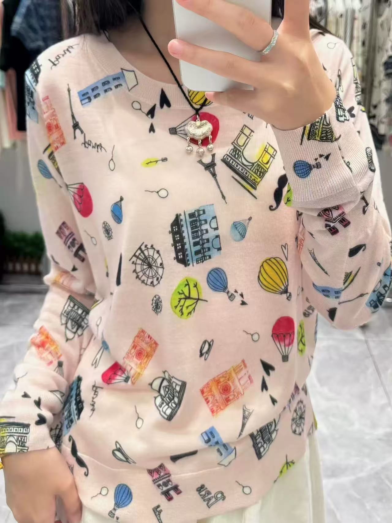 【寶姐专属】碎花热气球羊毛衫杨子纱120支-18针顶板