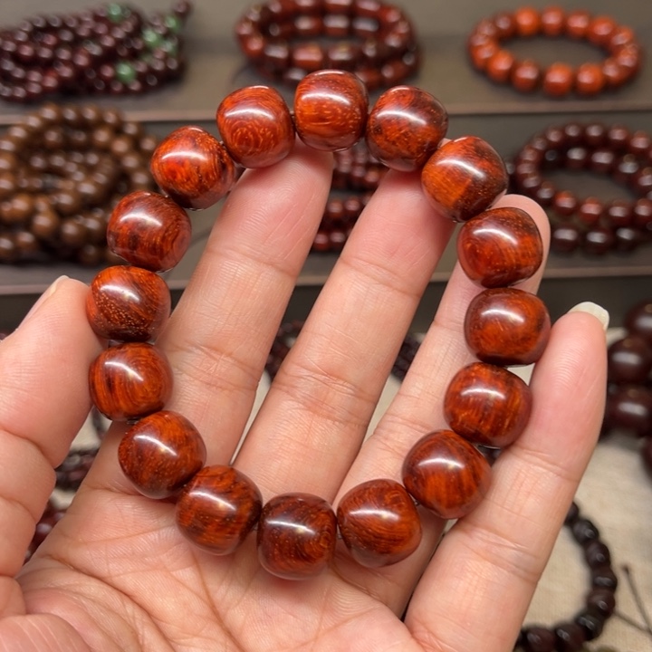 木质类印度小叶紫檀1314老型珠水波无油无蜡