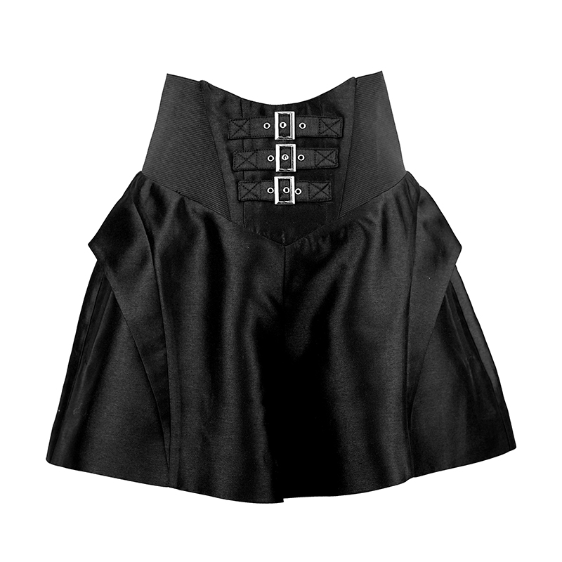 SUNGDOGIN2025S/S黑色装饰扣飞边高腰短裤25SK002