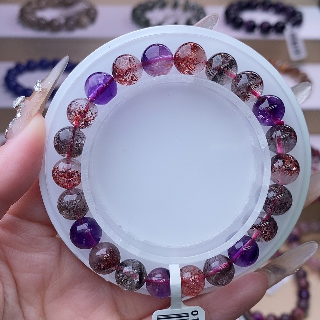 水晶手链未镶嵌黑加侖超七8m+