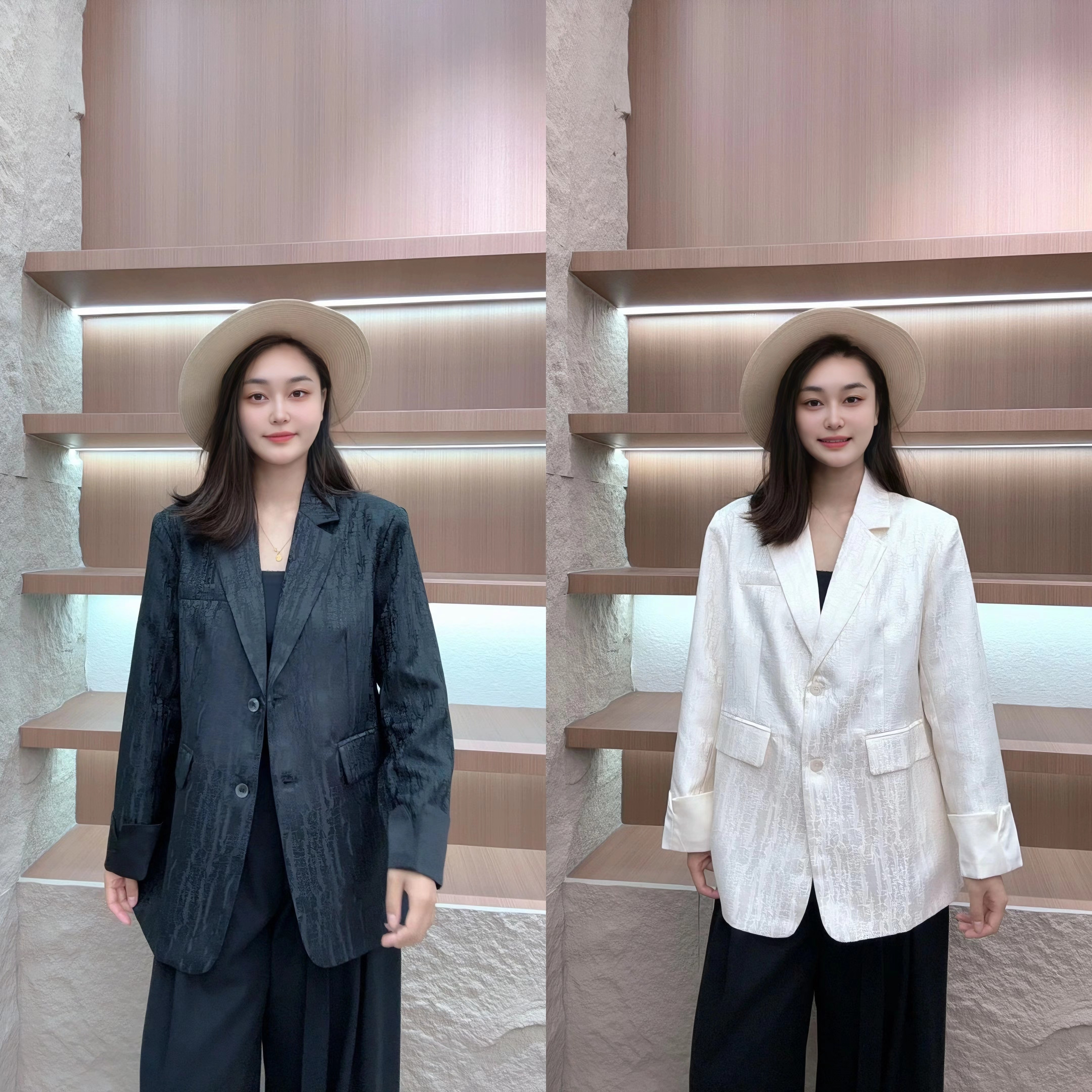 【蜕变】女士纹感松弛感长袖西装外套-9799