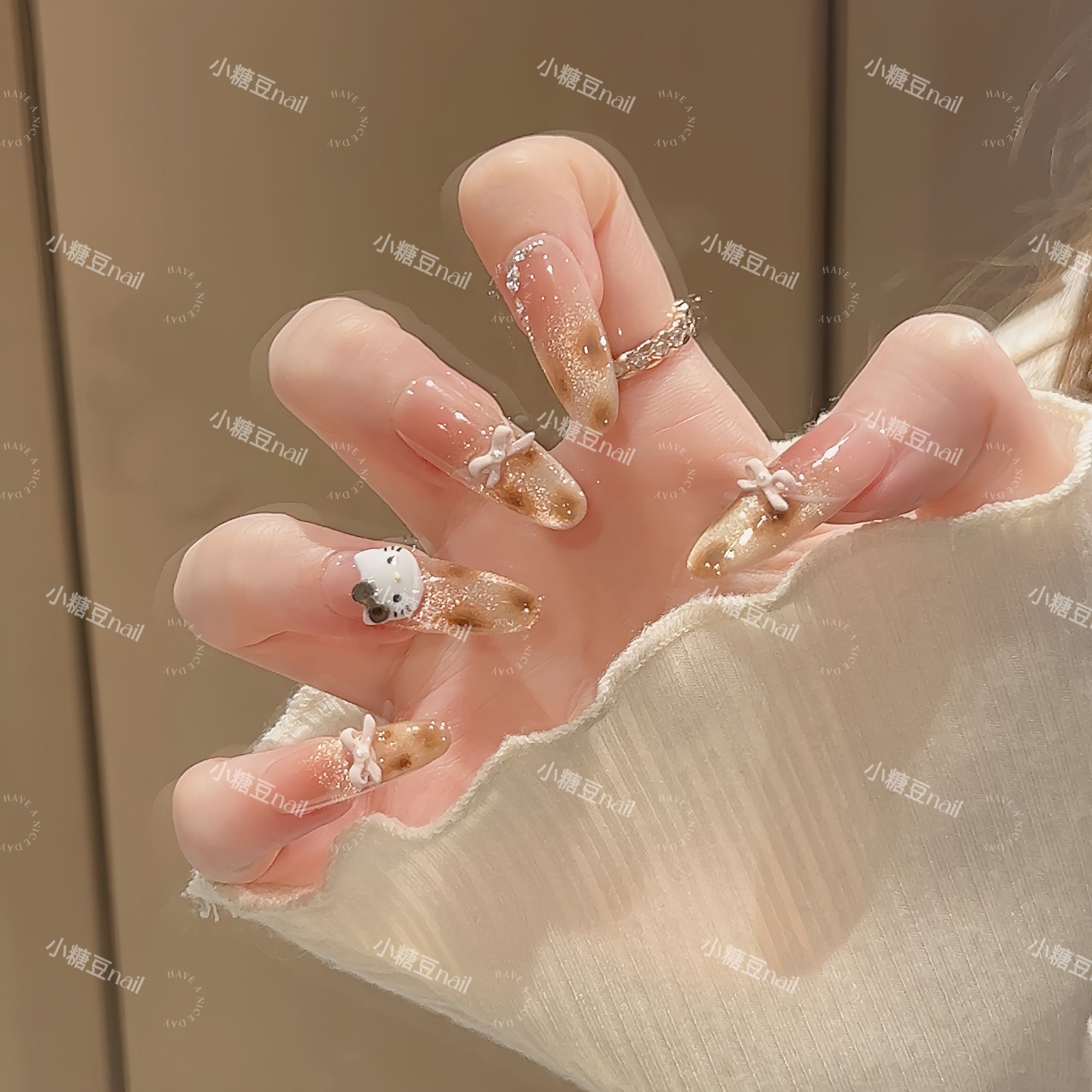 【玳瑁猫】气质豹纹纯欲猫眼纯手工可拆卸穿戴甲四季流行百搭