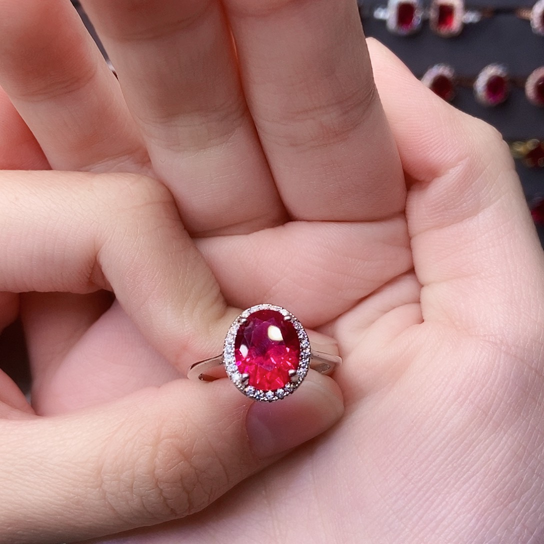 红宝石银S925镶嵌戒指