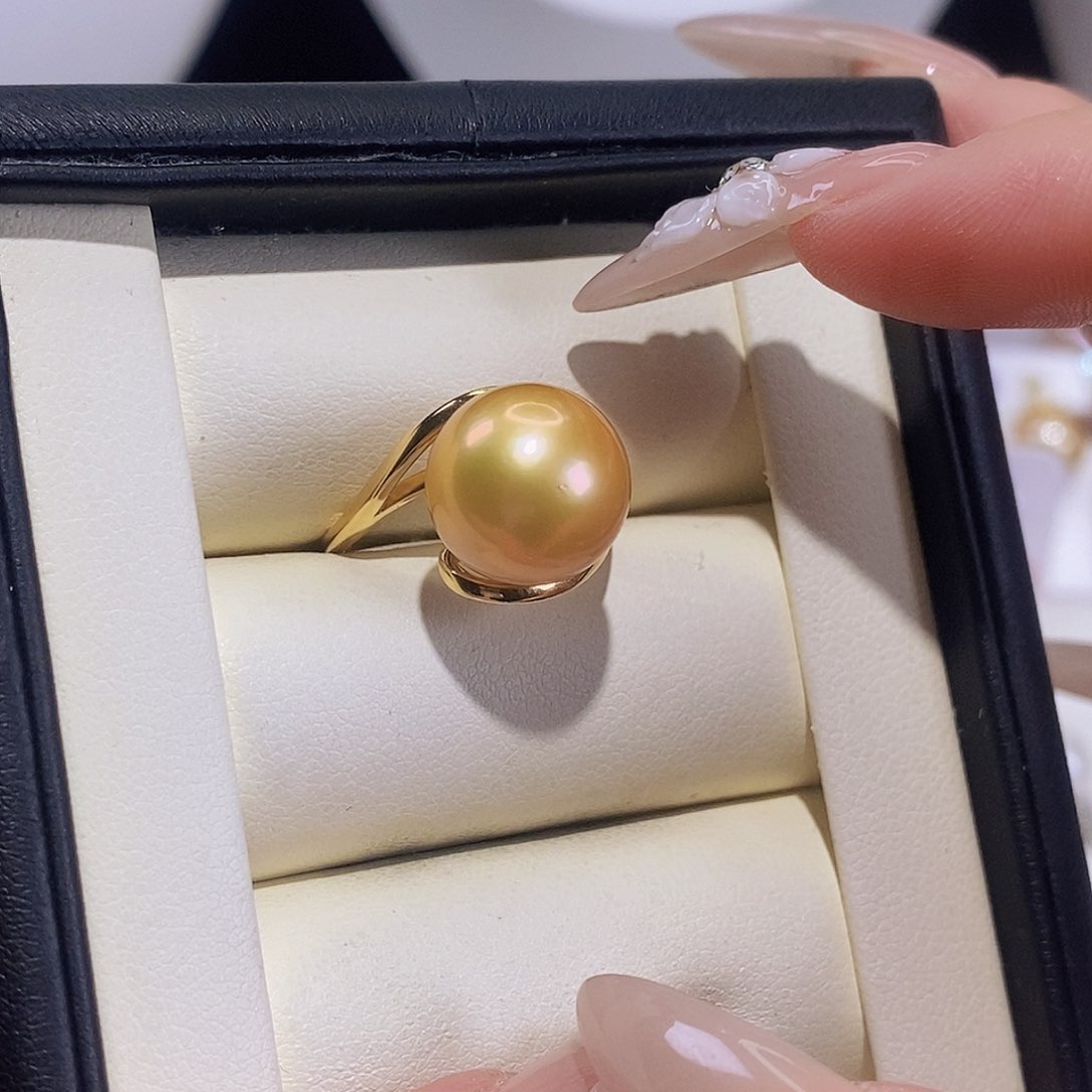 淡水珍珠戒指银S925镶嵌玫***?