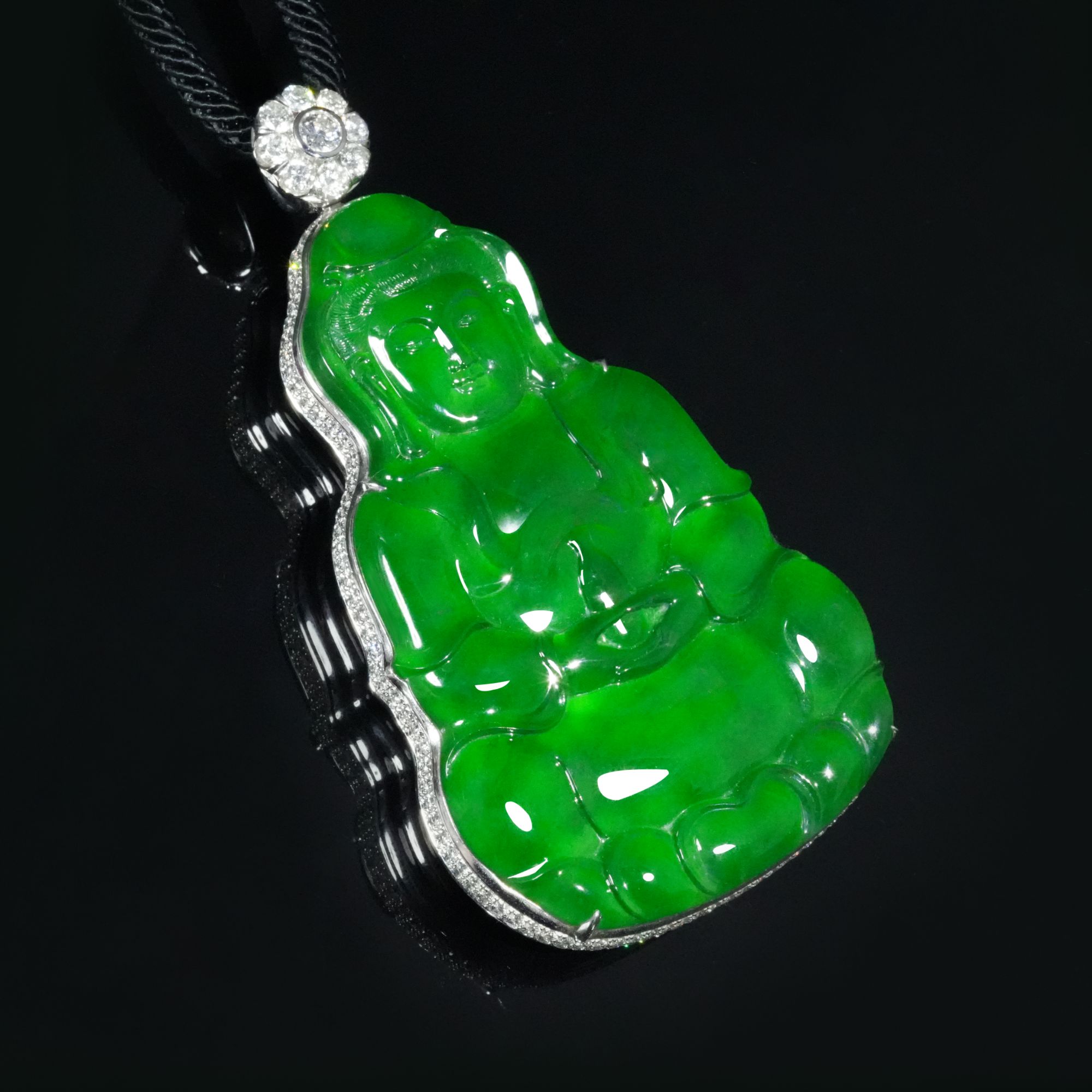 【小胖翡翠】天然翡翠大观音吊坠满绿A货轻奢精致送礼自用-多样性发