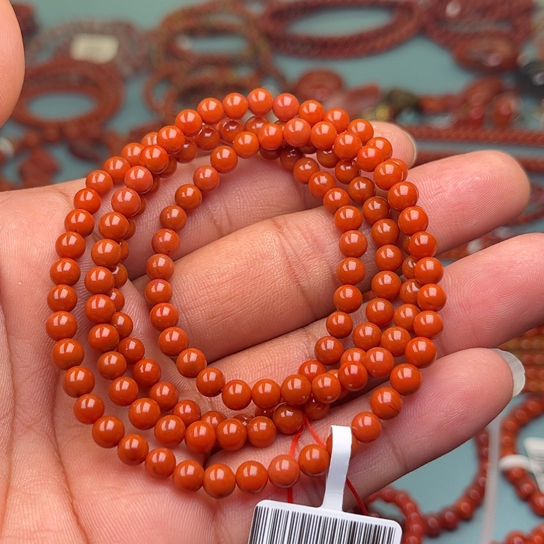 南红玛瑙未镶嵌手链柿子红卡5