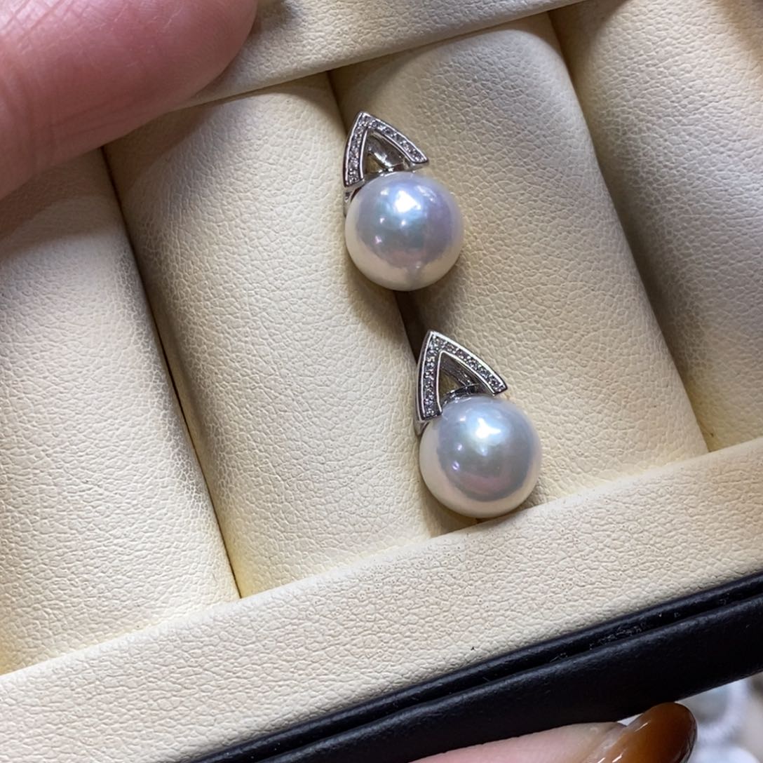 淡水珍珠耳饰银S925镶嵌
