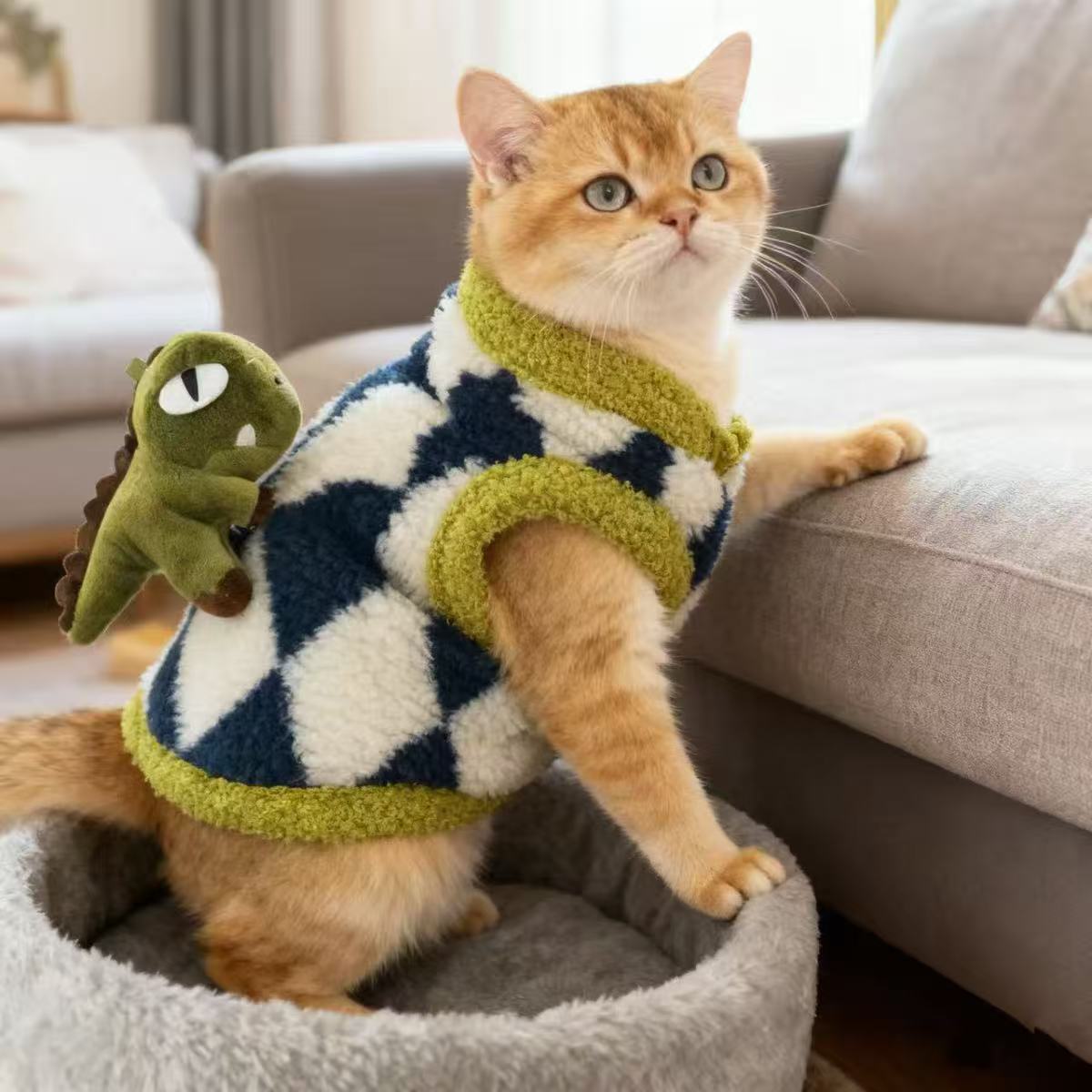 无毛猫斯芬克斯德文宠物猫咪秋冬保暖抗寒毛毛绒背心