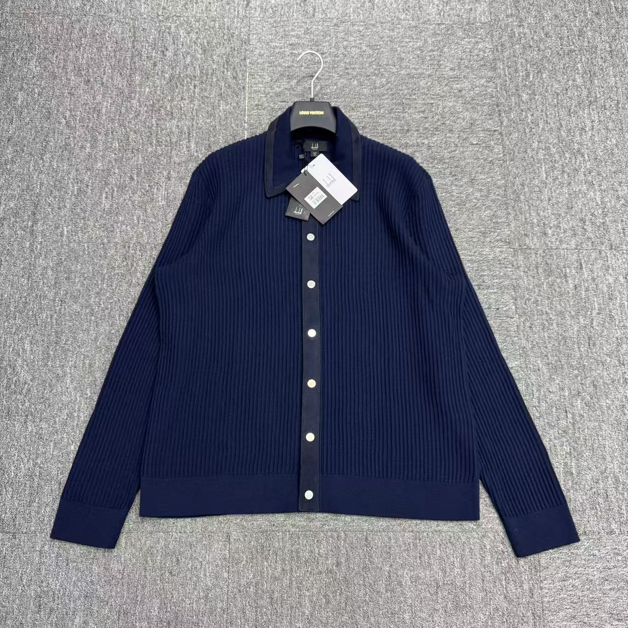 未使用 Dunhill/登喜路 麂皮拼接羊毛开衫/xl码/18751