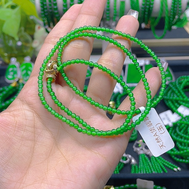 翡翠颈饰未镶嵌圆珠项链3