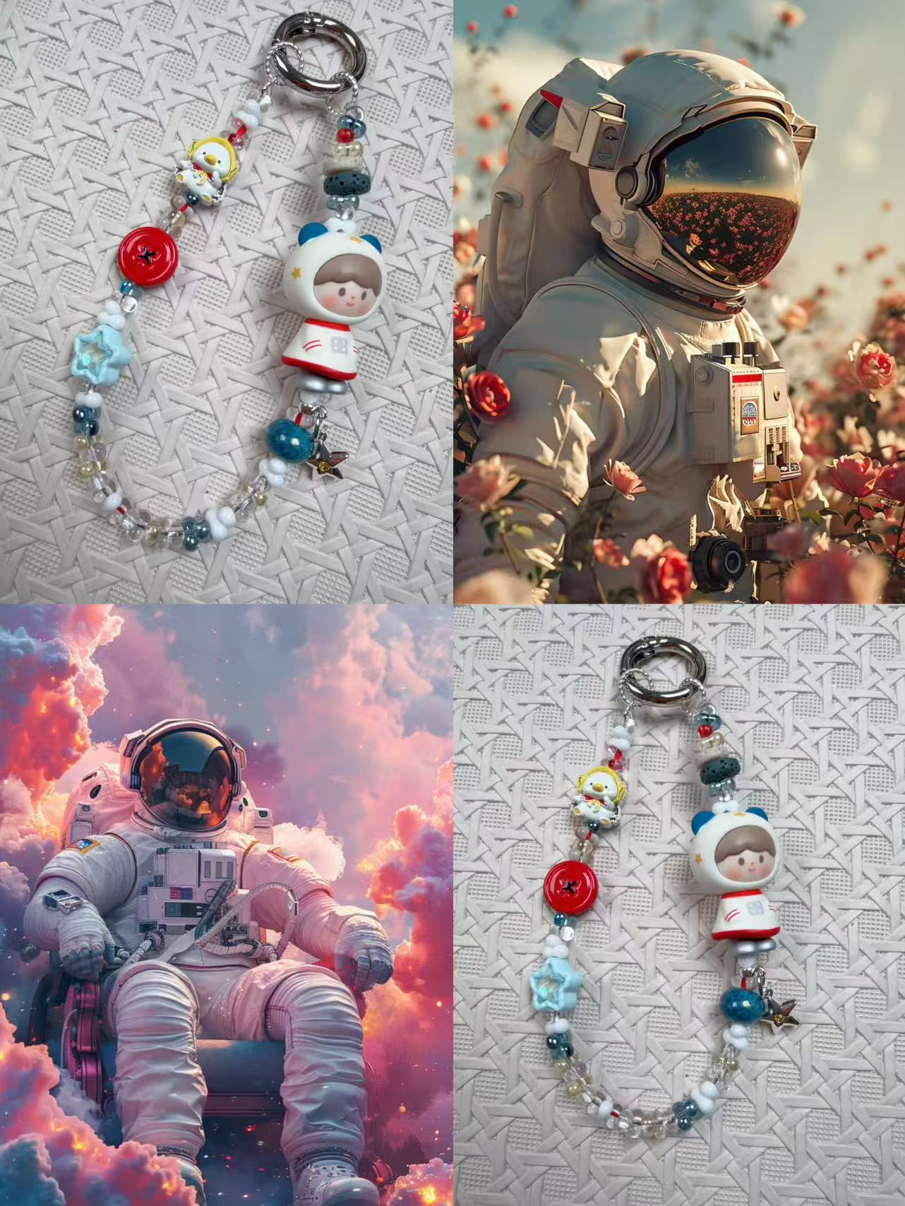  B142LALA原创进口米珠正版萌粒［太空］手机链