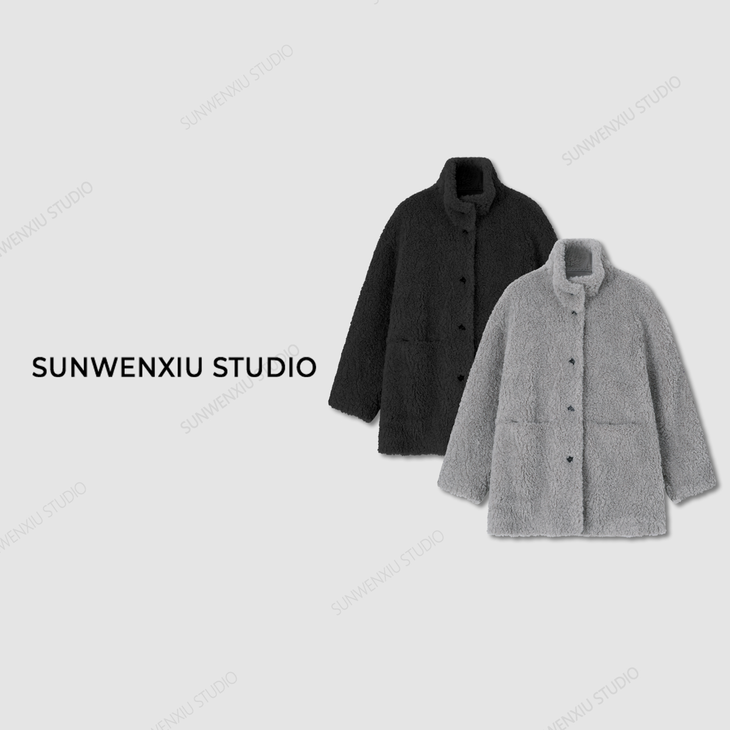 swx studio5店 “雪珊瑚”定染特别色秋冬立领环保皮草毛毛外套