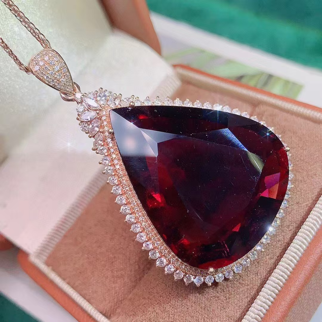 18K金镶天然巴西碧玺吊坠-K71797