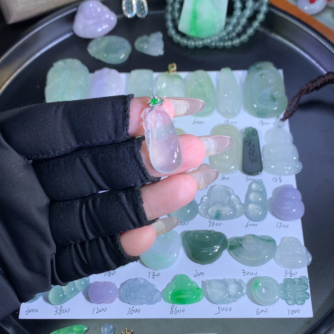 翡翠18K金镶嵌吊坠(不含链)冰福瓜