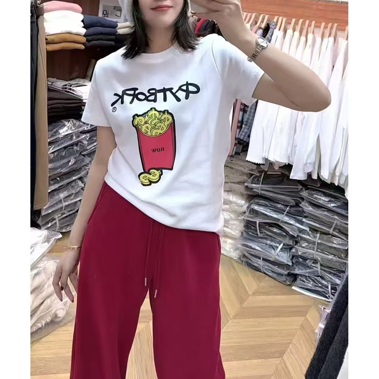 《东北徐老大推荐》大码女装显瘦遮肉新款百搭时尚半袖9181