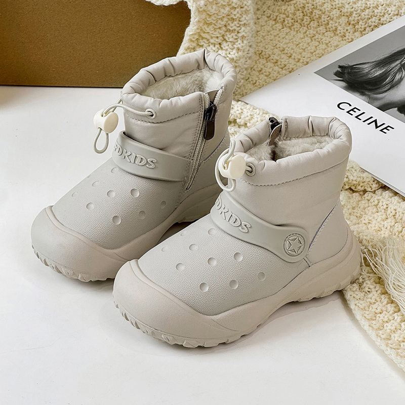 西西家女童冬季新款百搭加绒加厚雪地靴儿童防水保暖棉鞋24608