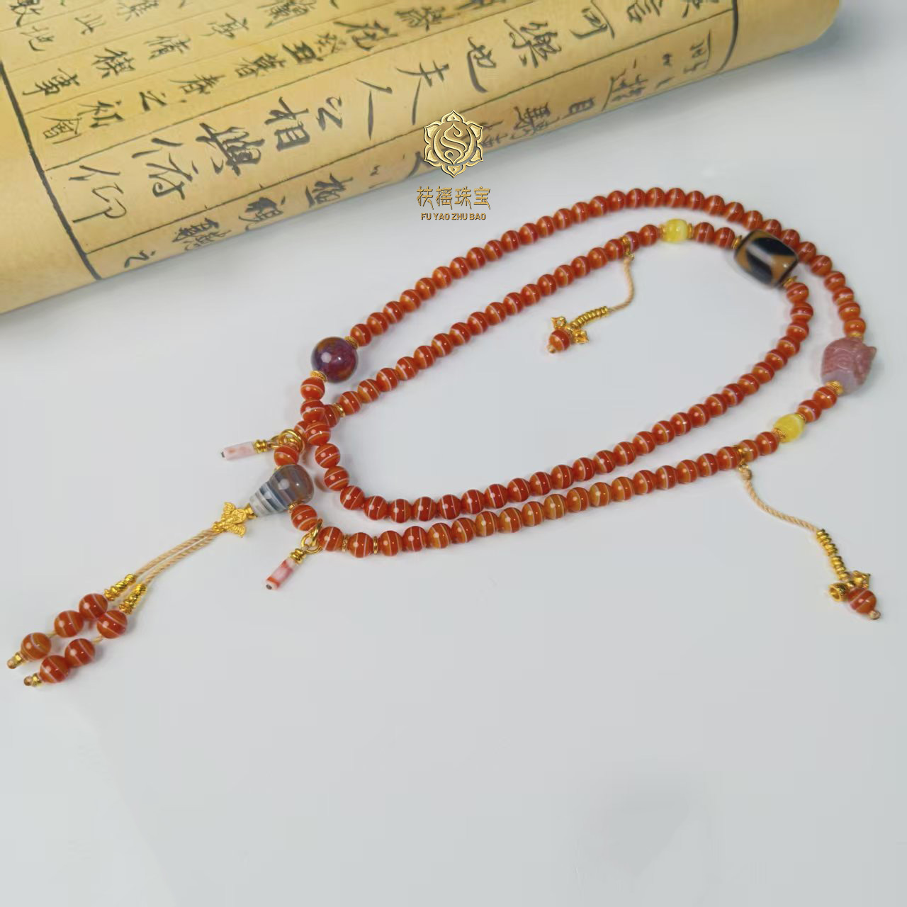 扶摇臻选|红肉双线药师108DIY项链多样性发一5mm-7215
