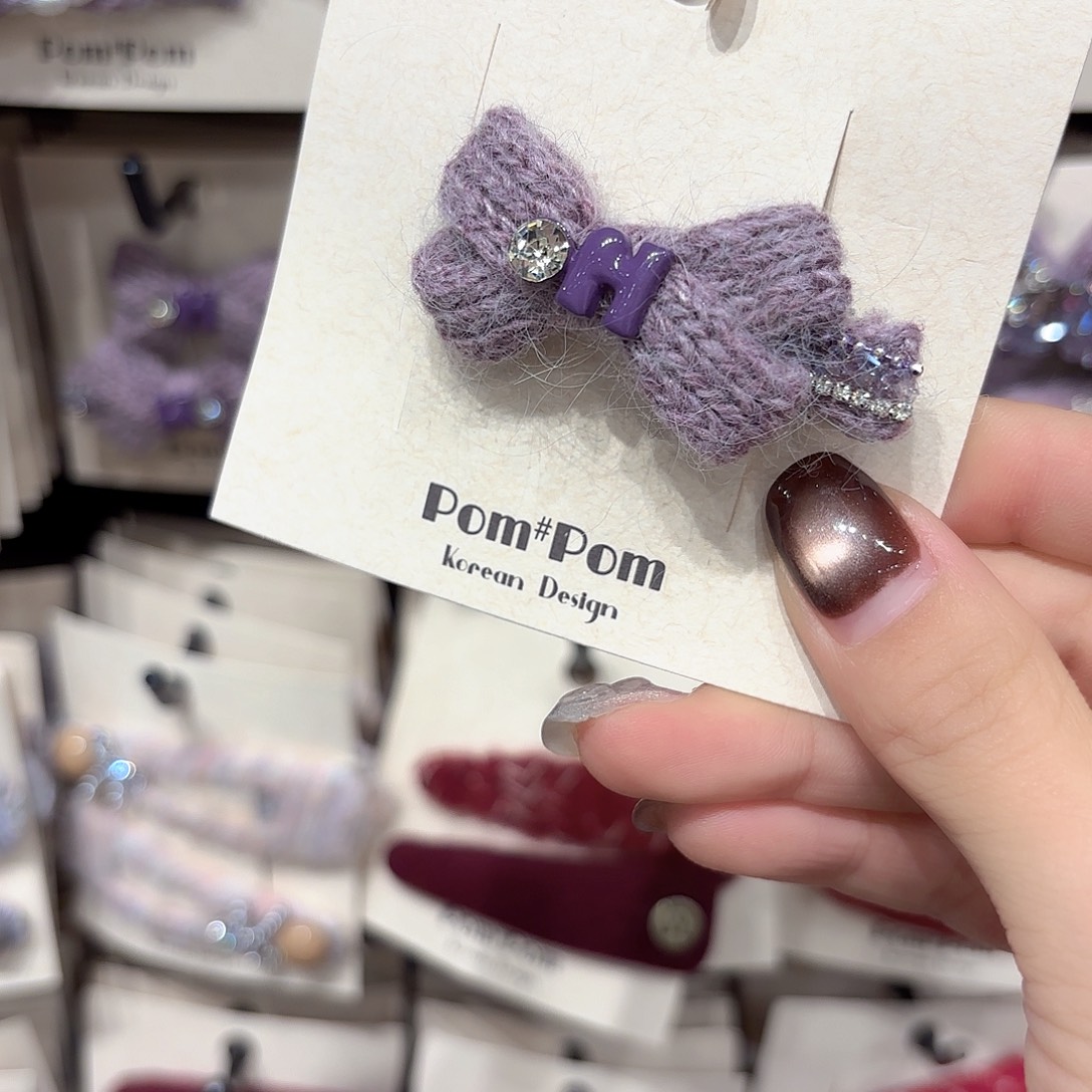 布艺铁合金紫色小蝴蝶结压夹一个