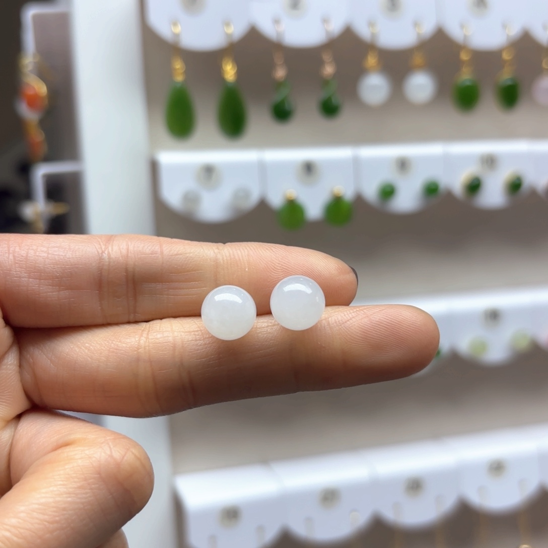 和田玉耳饰银S925镶嵌2