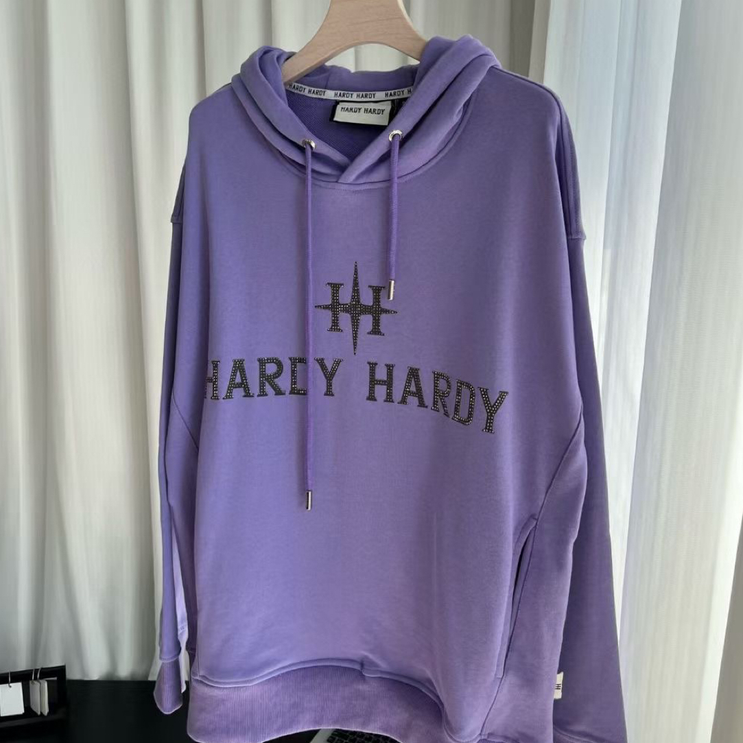 HA纯色简约烫钻字母时尚百搭个性卫衣 男女同款