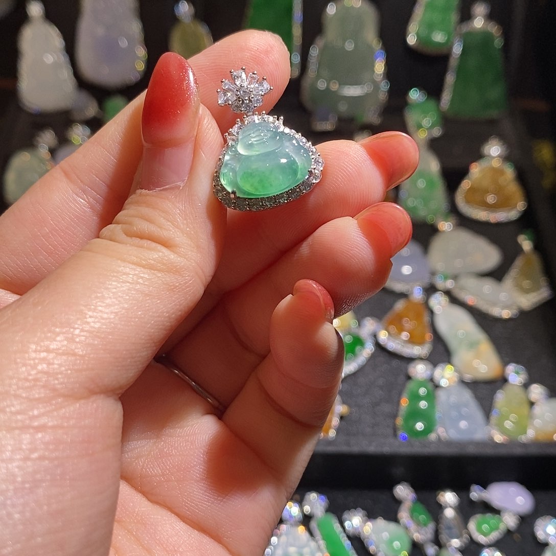 颈饰银S925镶嵌翡翠红*✨天然翡翠