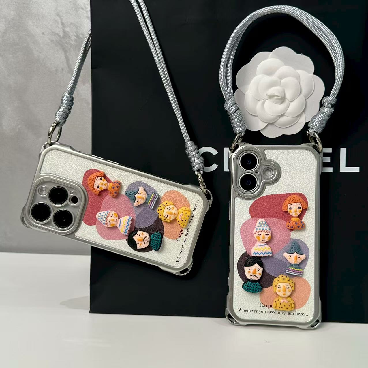 SMBLCE彩色涂鸦块四角挂绳适用苹果16/15p手机壳华为vivo小米oppo