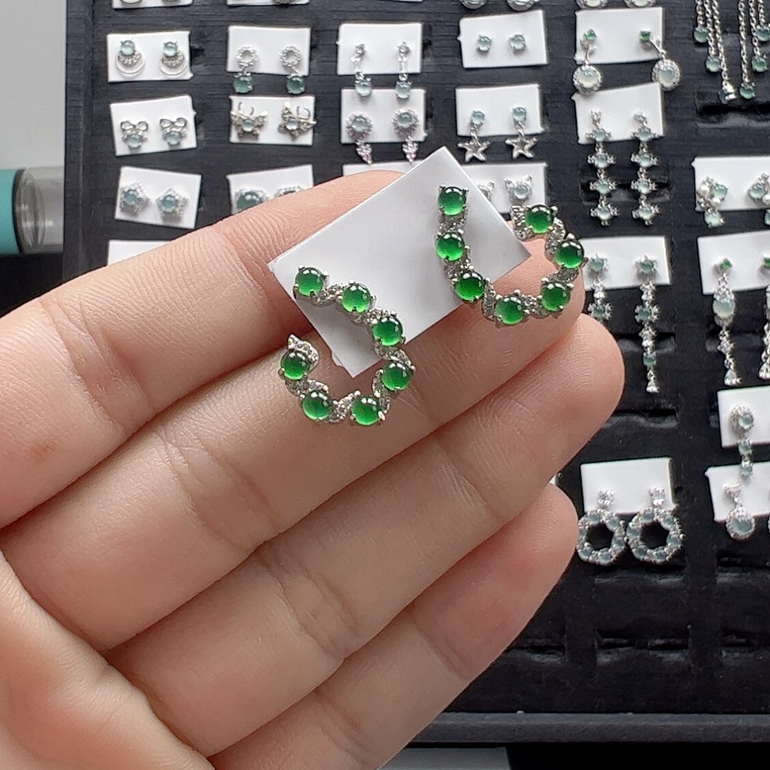 翡翠手链银S925镶嵌天然翡翠