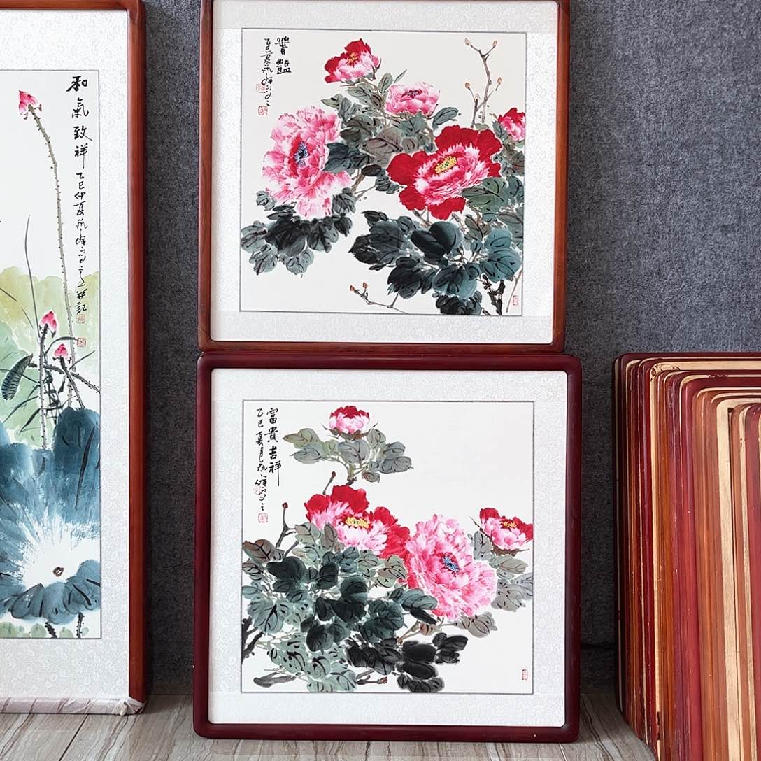 国画书画作品带框63×63