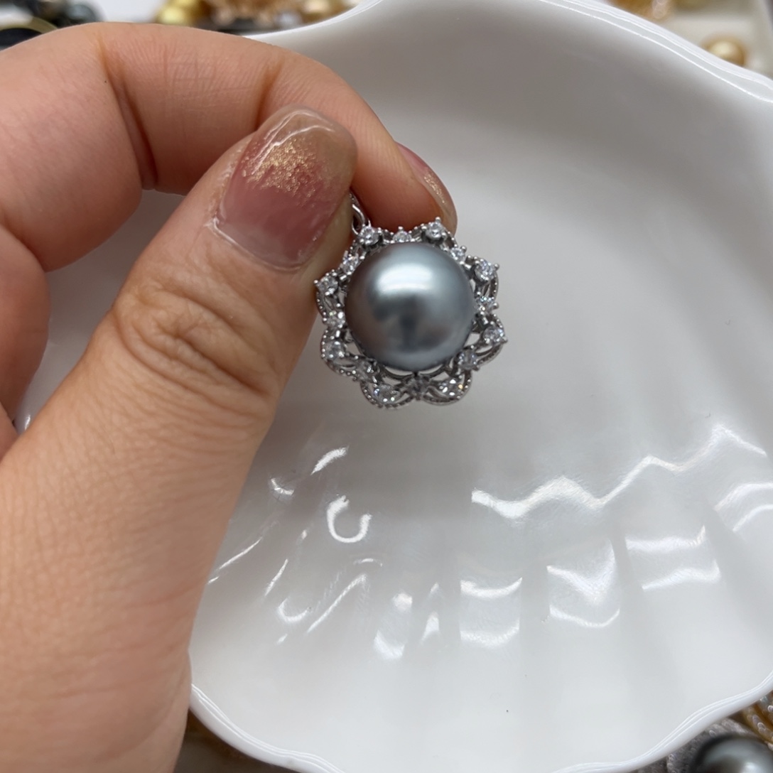 海水珍珠银S925镶嵌吊坠(不含链)