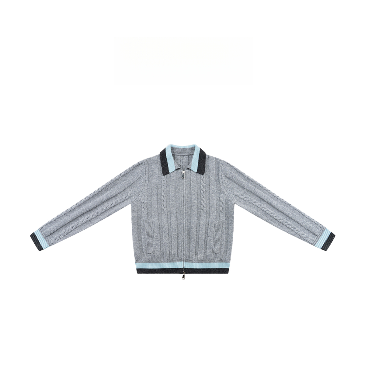  秋冬撞色翻领长袖麻花纹毛针织开衫 481