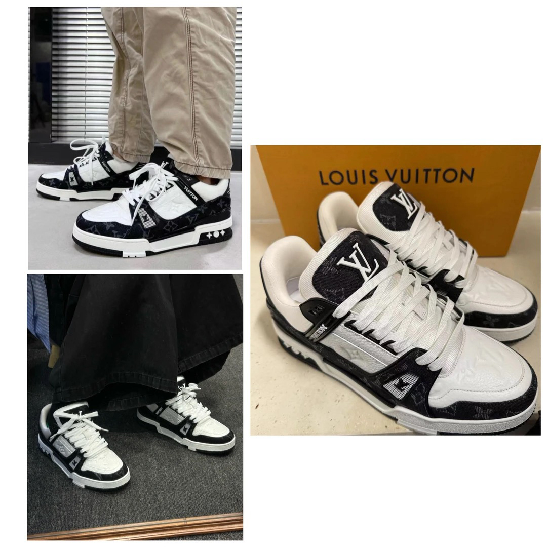 99新 LOUIS VUITTON Trainer 黑白牛仔 男女同款