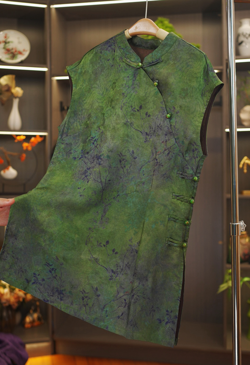 【腊梅-飞袖奥黛】中式中长款桑蚕丝晕染飞飞袖奥黛上衣