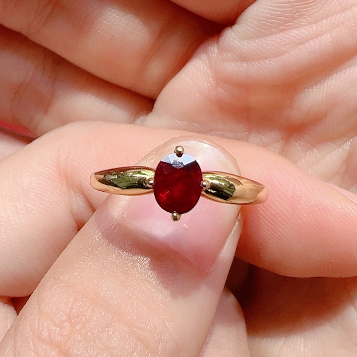 戒指银S925镶嵌红宝石