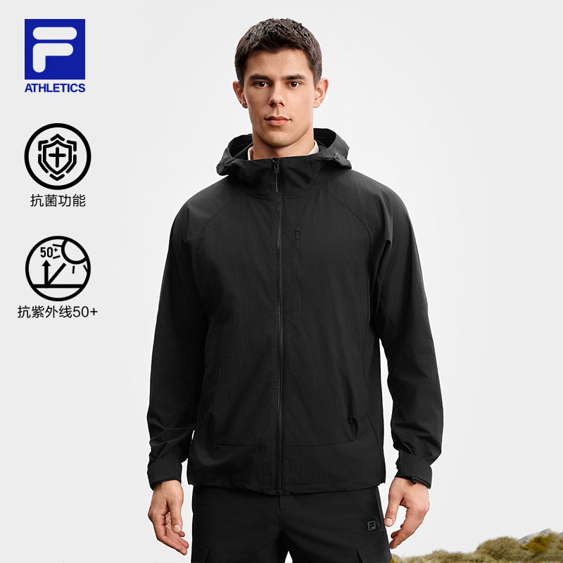【抗菌防晒连帽】Fila/斐乐男秋季防风保暖户外运动外套A11M537715F