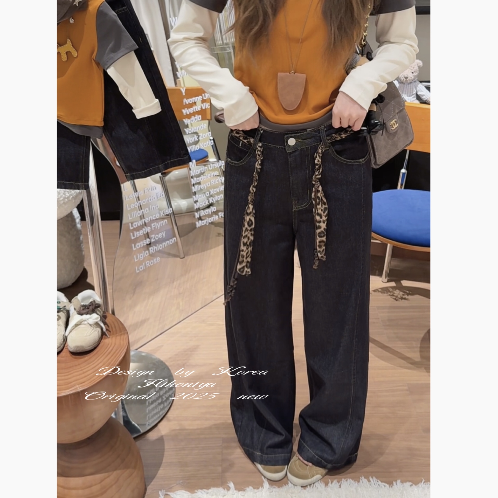 【古着商店】六Hihoniya~2025秋季亲子深色水复古男女同款牛仔裤